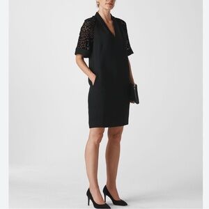Whistles Lina Black Animal Dobby Dress Size 6 Classic Business Casual Office